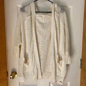 ROXY- NWOT White Cardigan w/ Hood